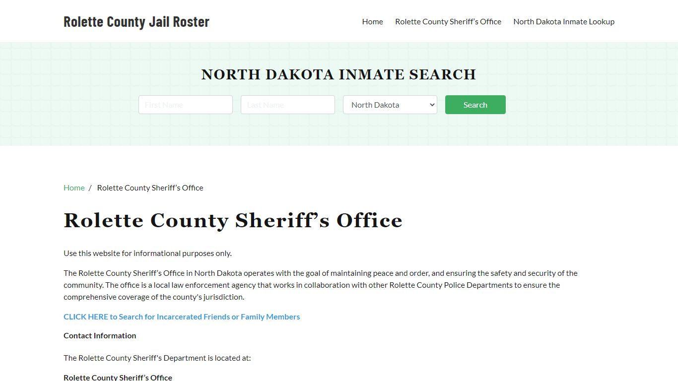 Rolette County Sheriff Office, ND, Arrest Warrants Search