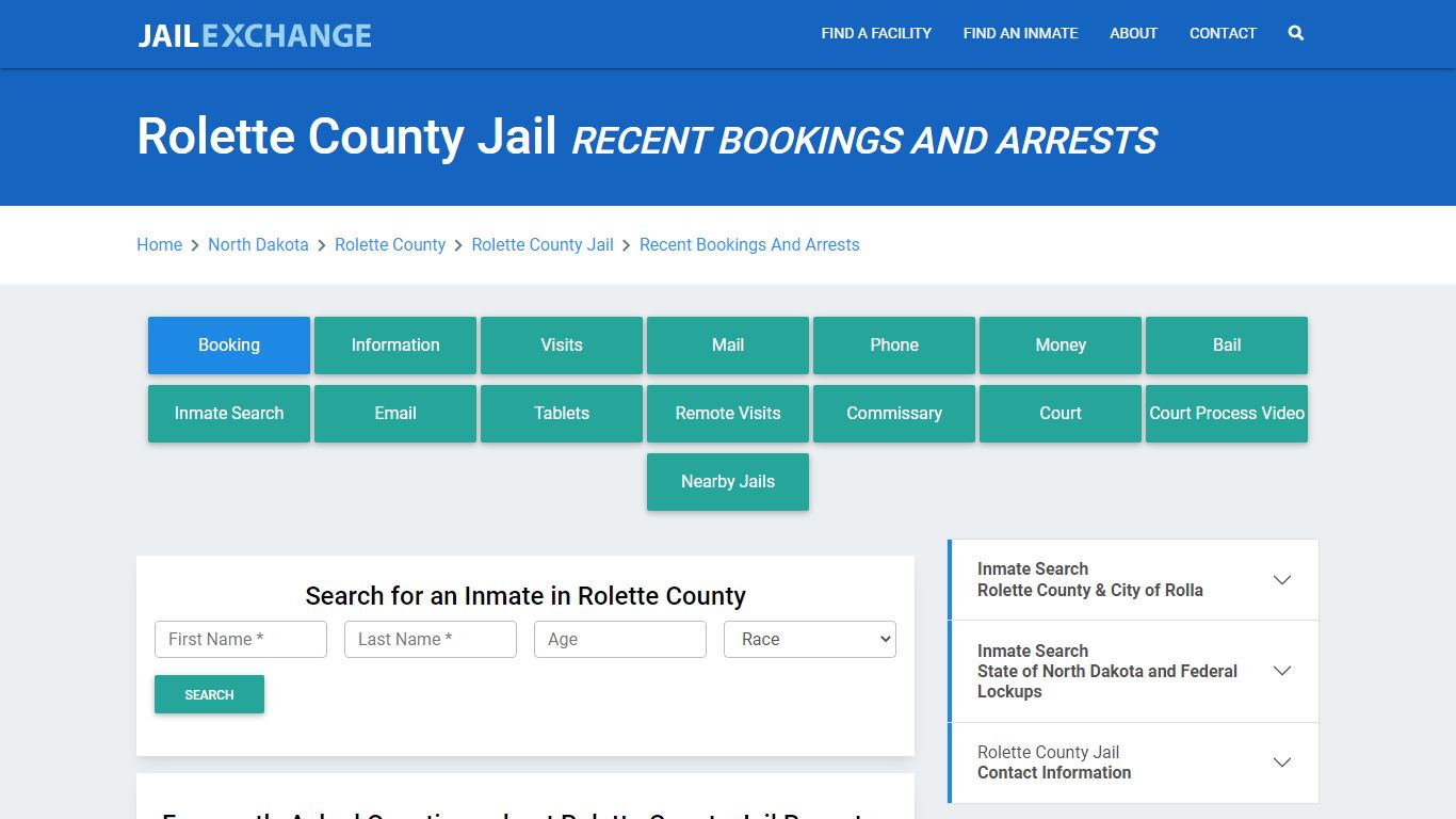 Rolette County Jail Recent Bookings And Arrests - Jail Exchange