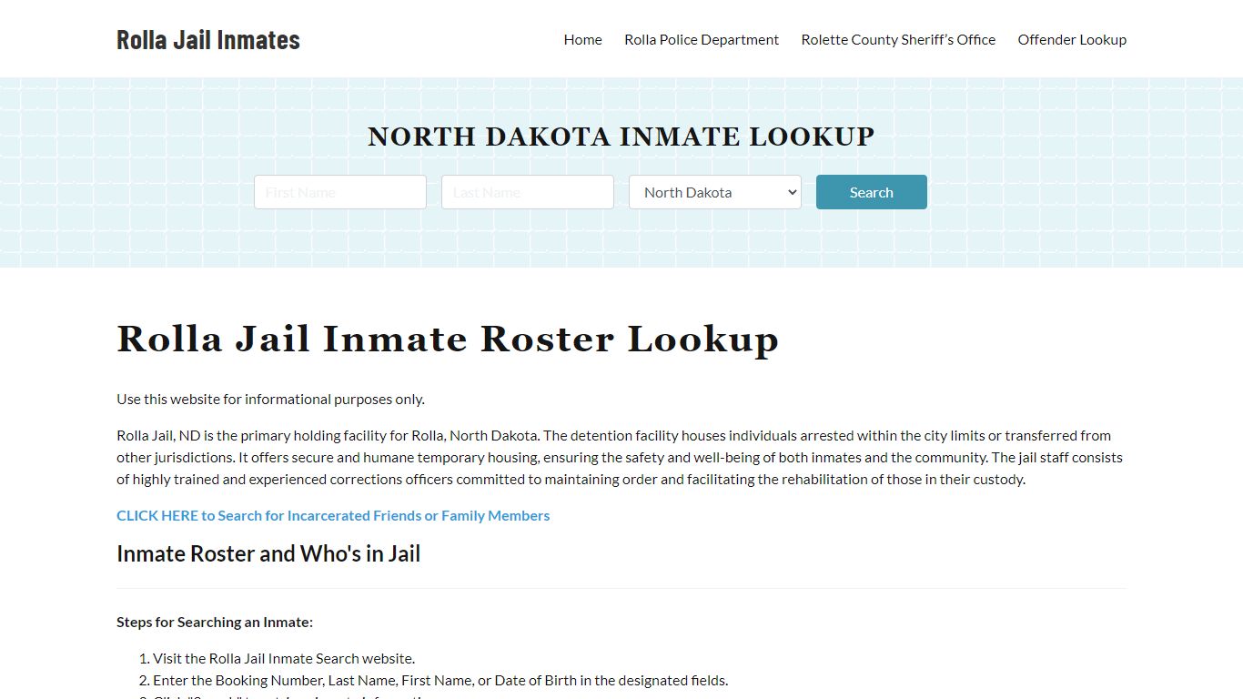 Rolla Jail Inmate Roster, Rolette County, ND, Offender Search